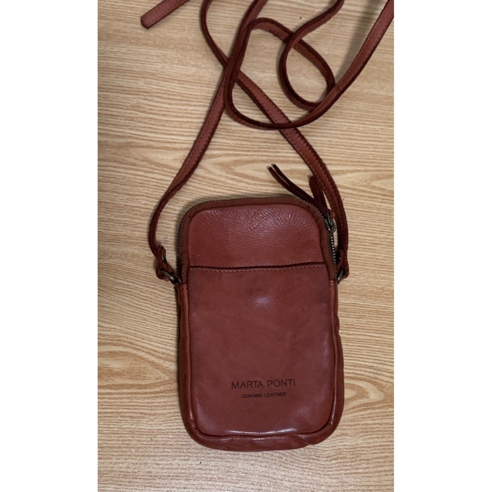 MARTA PONTI PORTUGAL‎ UNISEX TAN LEATHER CROSSBODY SHOULDER BAG PHONE CASE PURSE